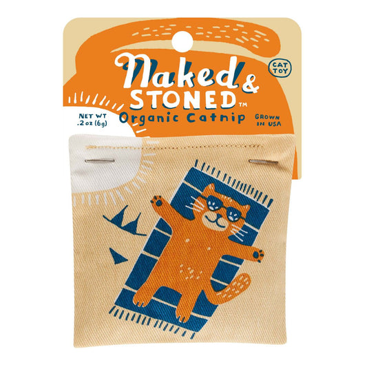 Naked And Stoned Catnip Toy | Premium Organic Catnip | Illustrated Cotton Pouch