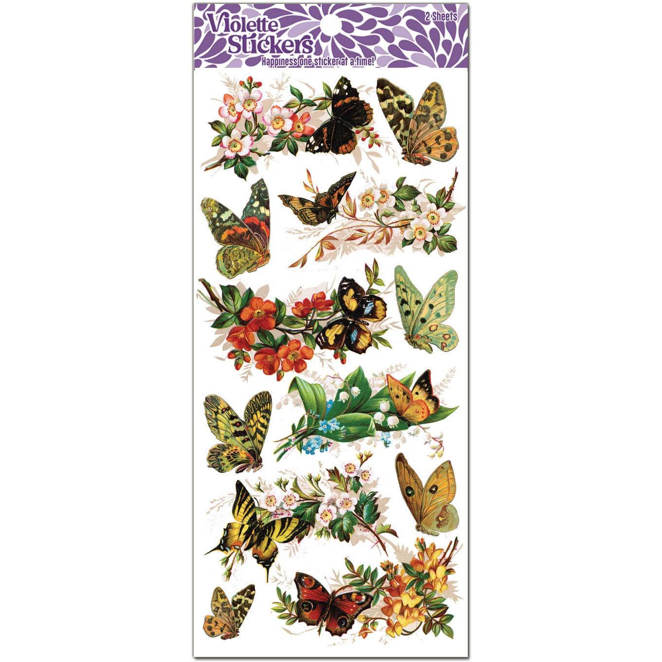 Natural Butterflies Clear Stickers | 4" x 8" | 2 Sheets-Violette Stickers-The Bullish Store