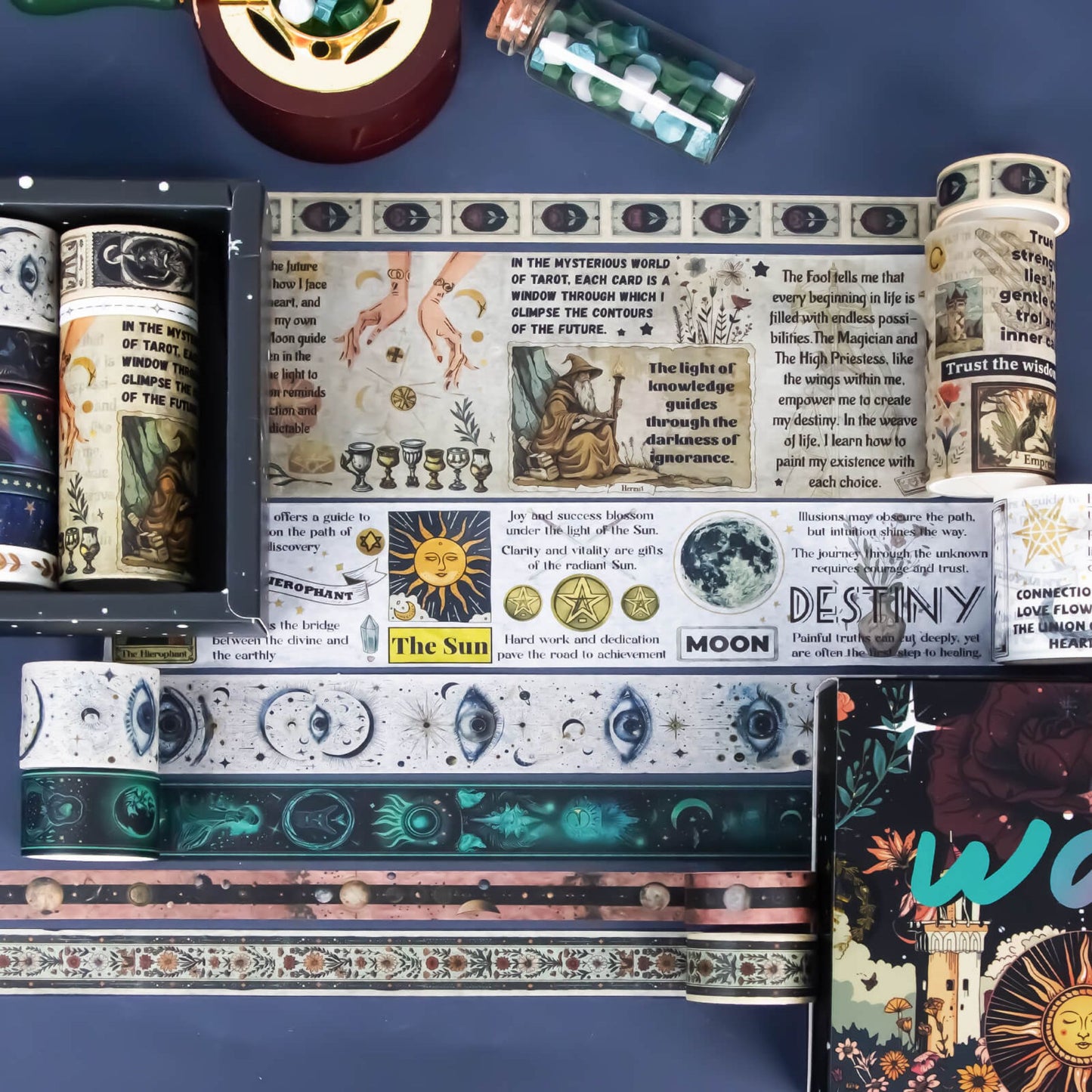 Night of Astrology Washi Tape Set | 29 Rolls Celestial & Tarot Themed Decorative Craft Tape