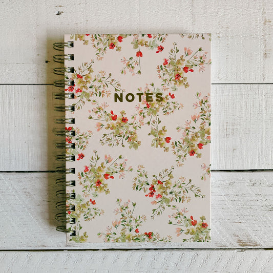 Notes Vintage Floral in Blush Spiral Hard Cover Journal | Spiral Bound Notebook | 6.25"x 8.25