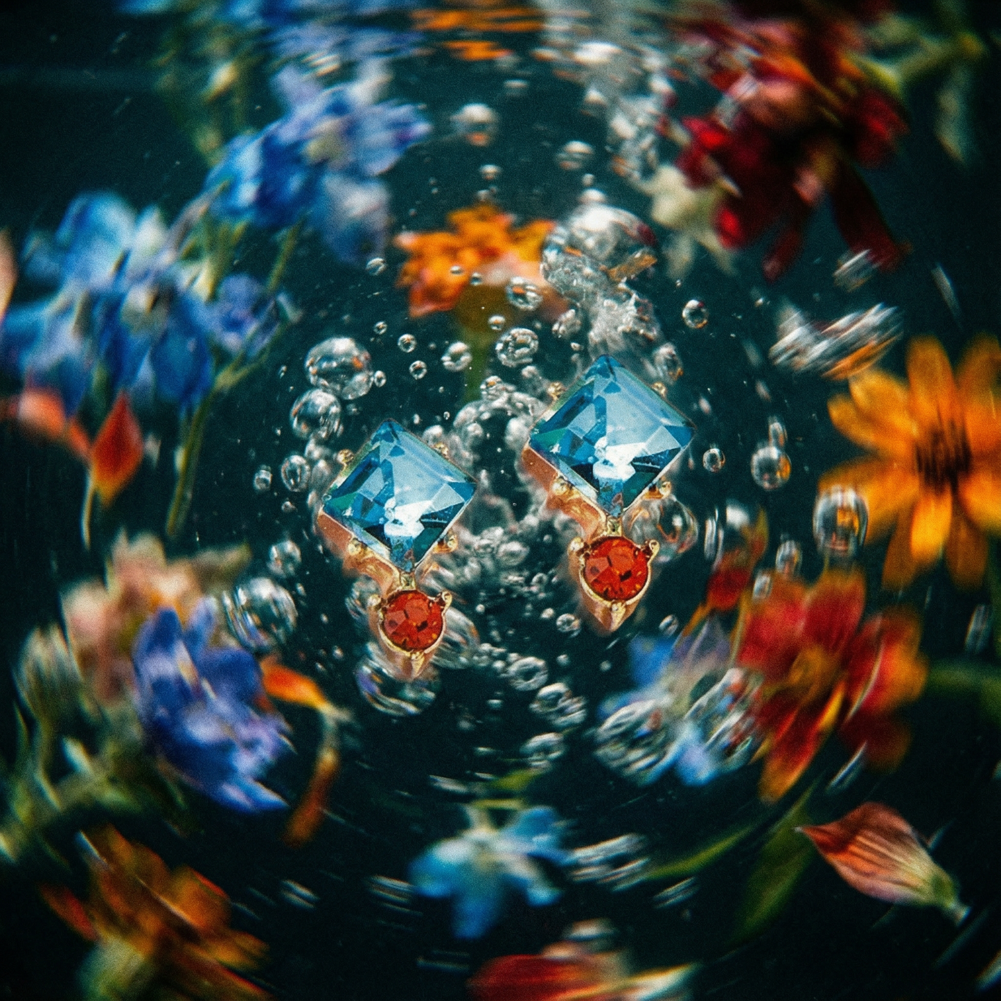 Oh Darling Blue and Coral Gemstone Earrings | Leather Tag