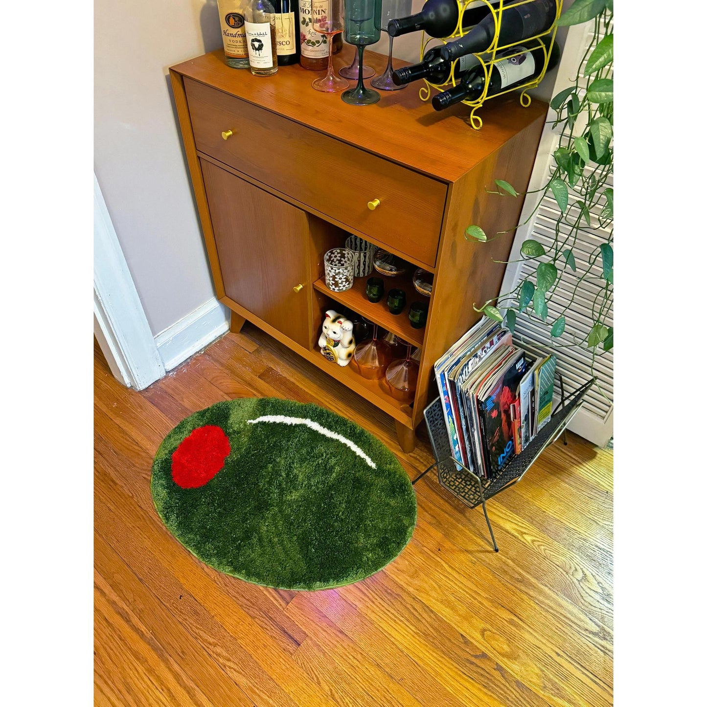 Olive Ultrasoft Rug in Green | Slip Resistant Door Mat Floorcloth Covering | 28" x 21"