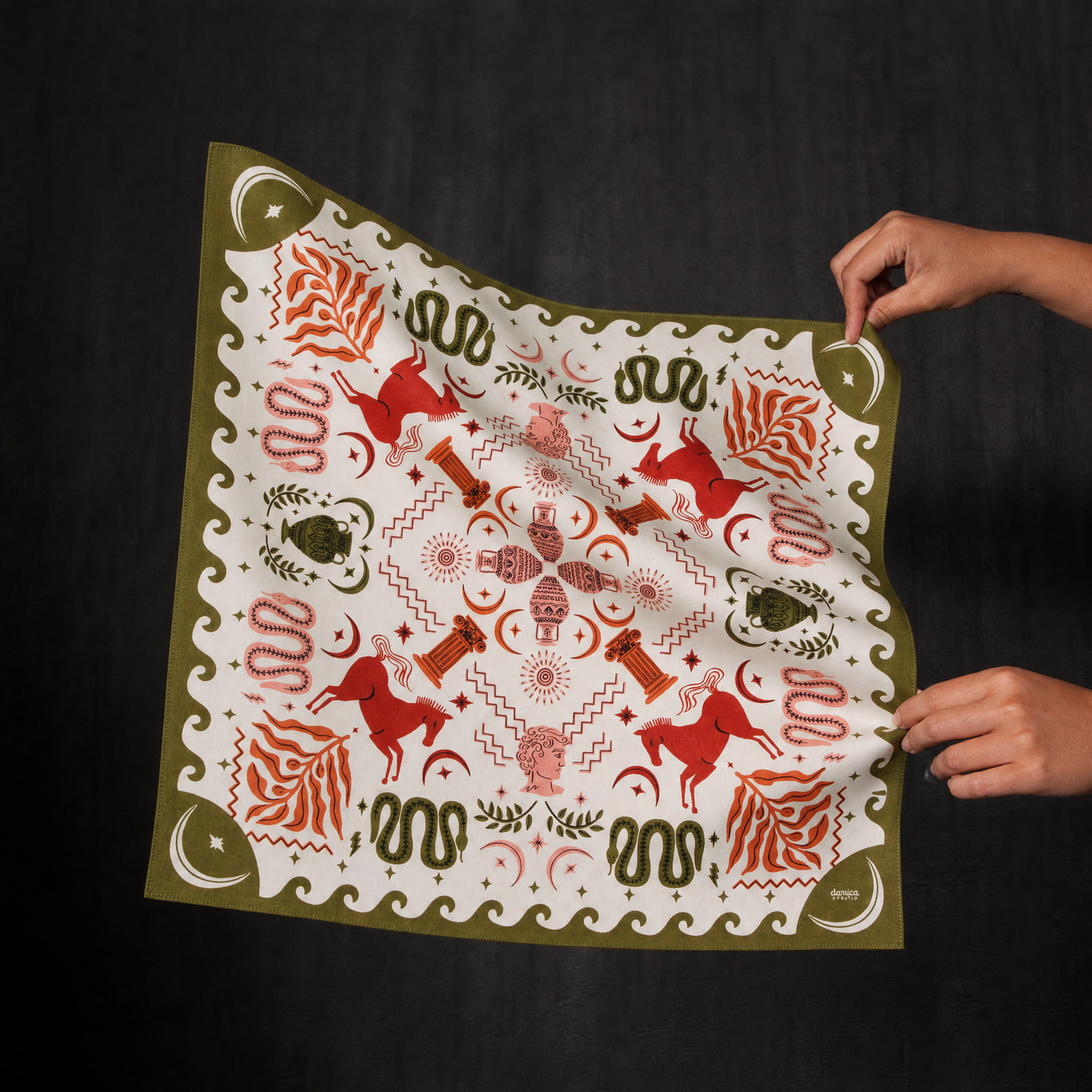 Olympus Bandana | Scarf Handkerchief Neckerchief | 21" x 21"