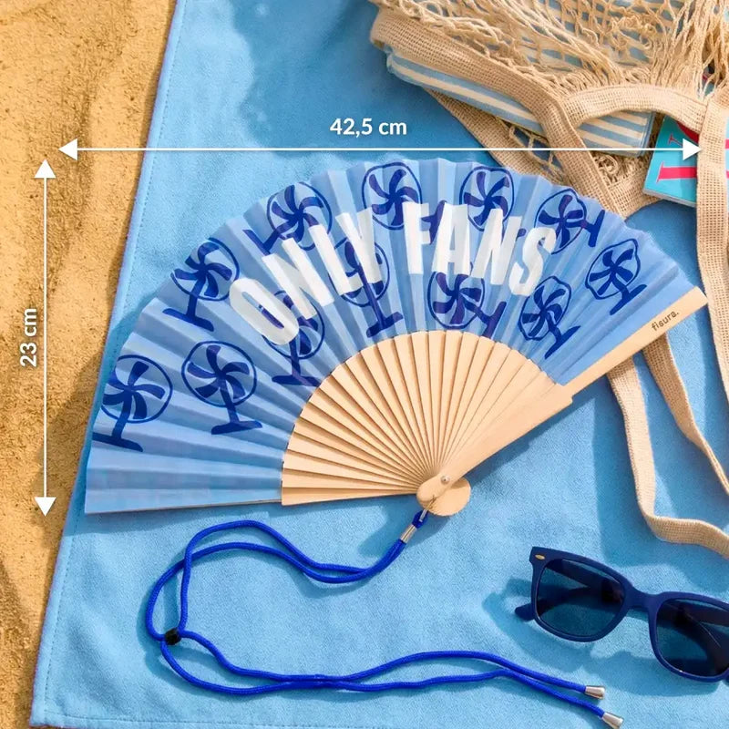 Only Fans Blue Wooden Hand Fan | Funny Hot Weather Foldable Fan-Fisura-The Bullish Store