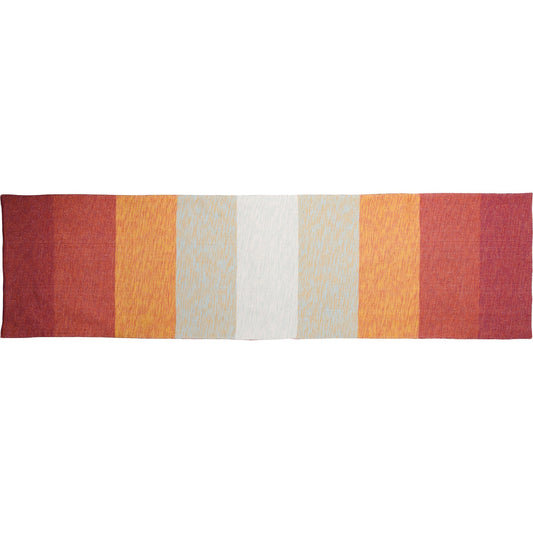 Orange Multi Plaid Table Runner | Double-sided Checkered Stripe Cotton Mat | 56" x 15"