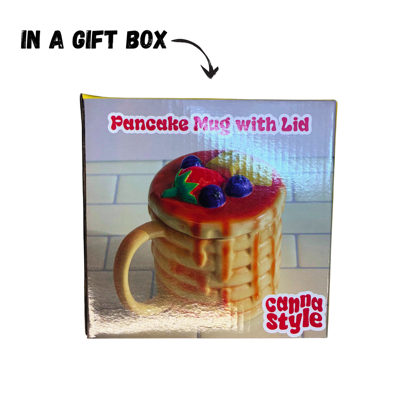 Pancake Mug With Lid | Graphic Coffee Tea Cup | 16oz