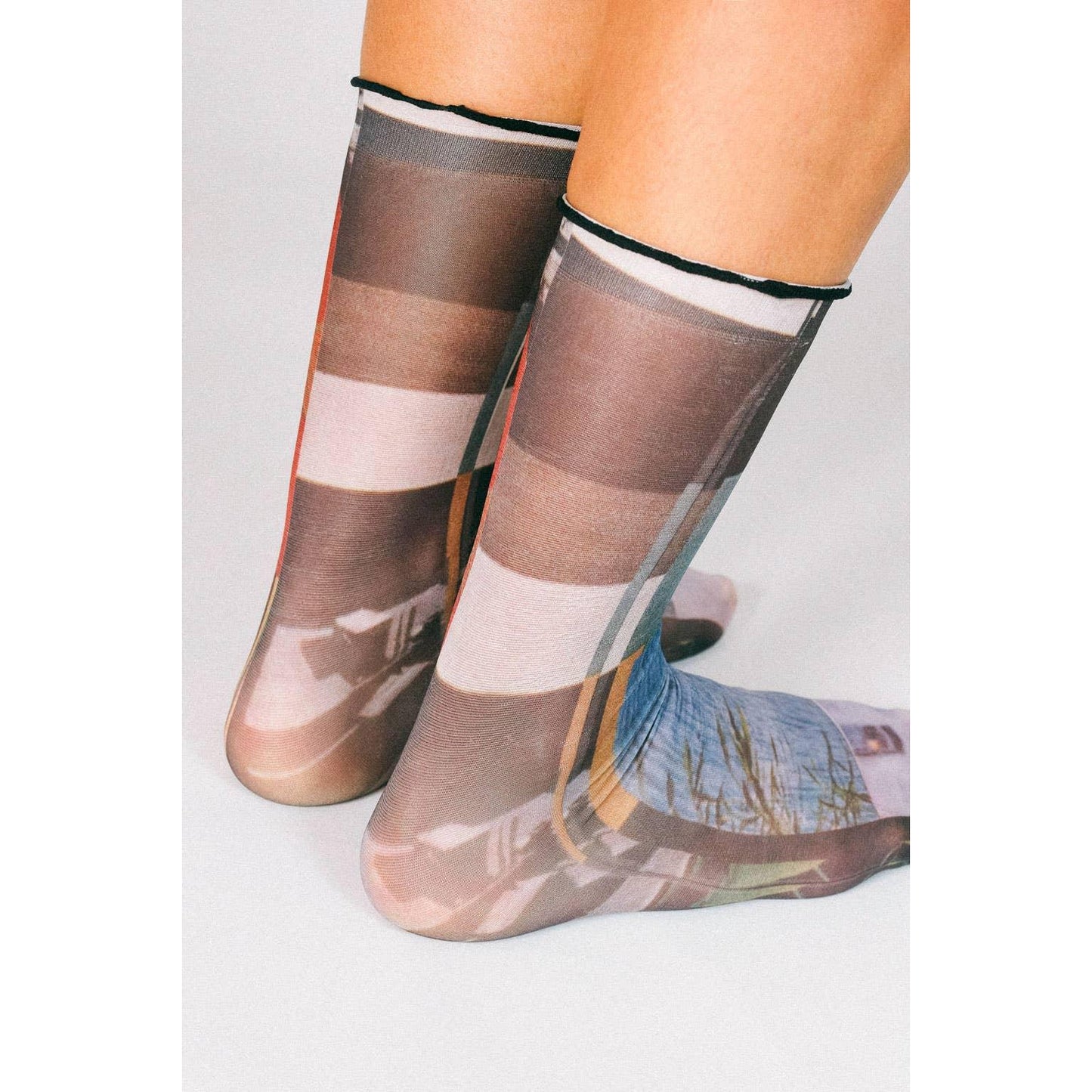 Paper Nylon Ankle Socks by Rosie Barker | Moody Sheer Ruffle Socks