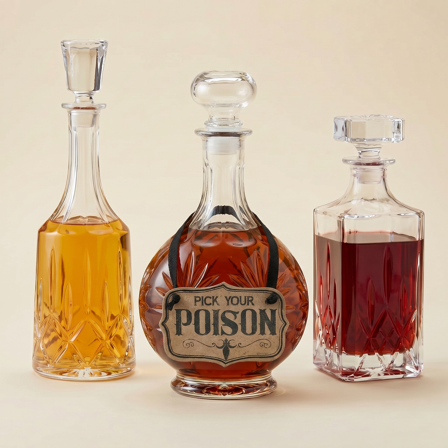 Pick Your Poison Mini Hanging Sign for Liquor/Potion Bottle or Decor | Spooky Wooden Decor | 5" x 3.25"