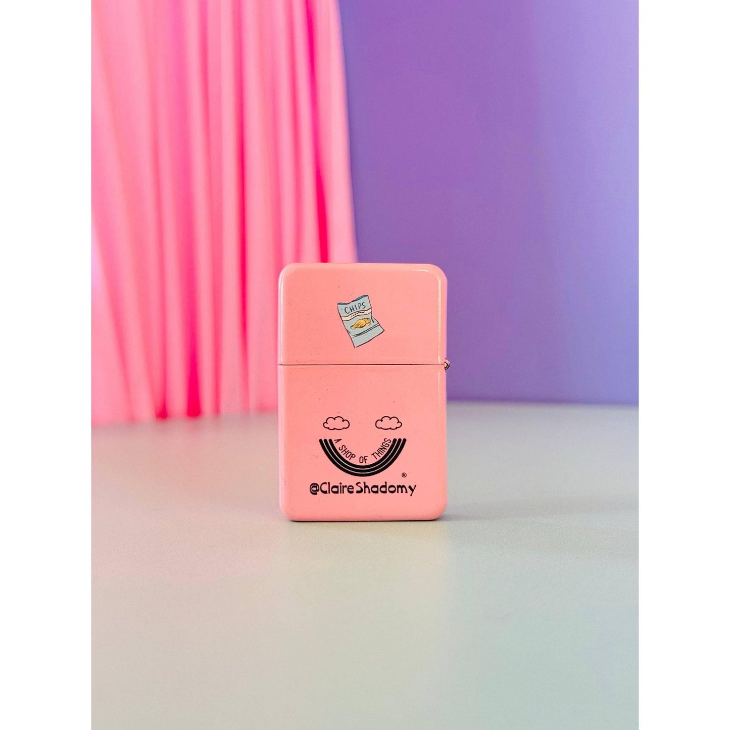 Pigeon with Trash Lighter in Pink | Refillable Cigarette Pocket Igniter