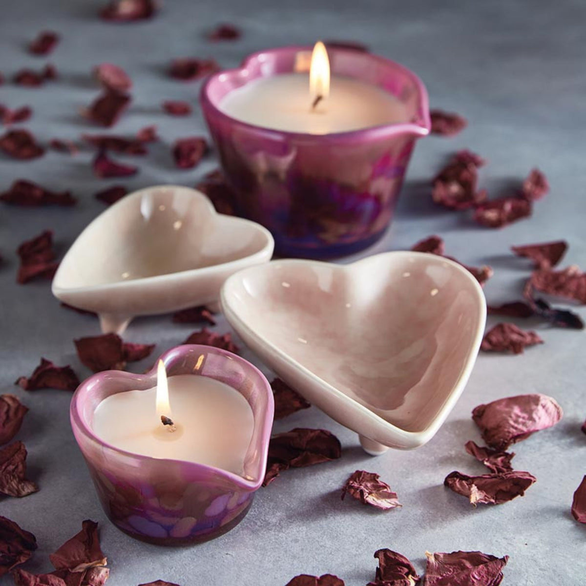 Pink Ombre Heart Candle Small | Amber Spruce Scented Glass Candle