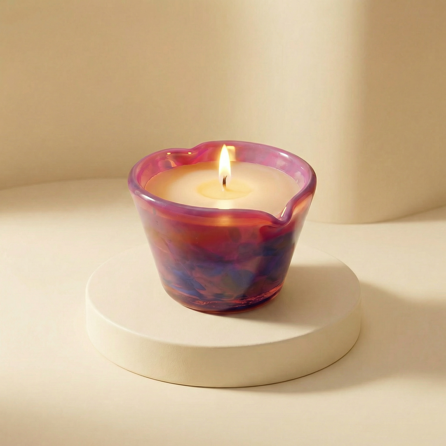 Pink Ombre Heart Candle Small | Amber Spruce Scented Glass Candle