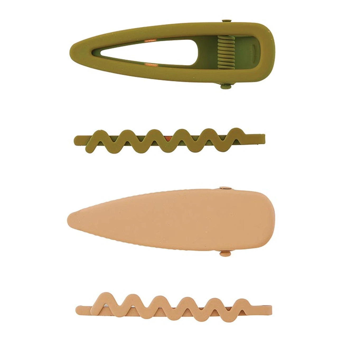 Pomchies Barrette Set | Hair Clips in Olive Camo & Black/Nude