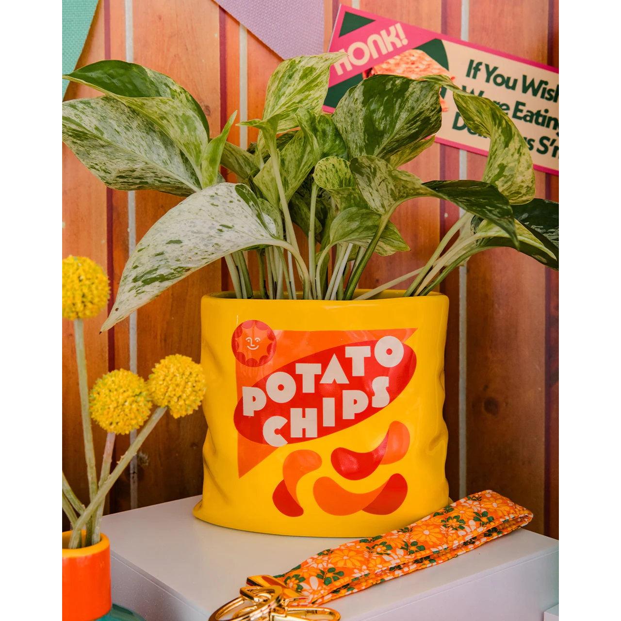 Potato Chips Ceramic Vase | Fun Snack-Inspired Table & Shelf Decor