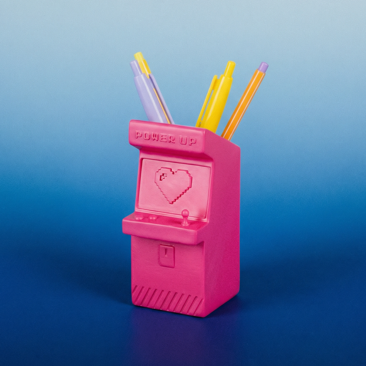 Power Up Retro Arcade Style Pen Pot | Pencil Cup in Hot Pink