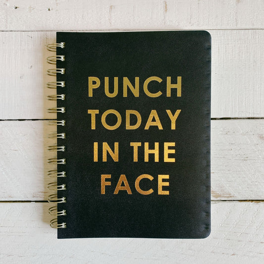Punch Today In The Face Spiral Vegan Leather Journal  | 192 Lined Pages Notebook | 6" x 8"