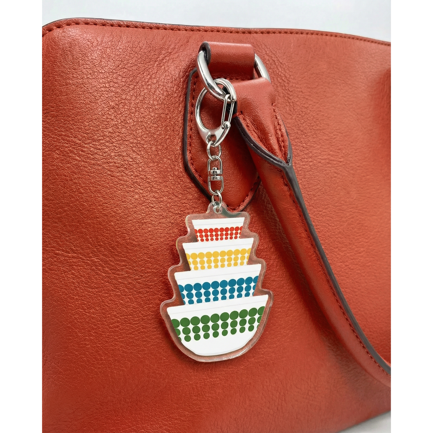 Pyrex-Inspired Mixing Bowl Keychain | Retro Acrylic Keyring for Collectors