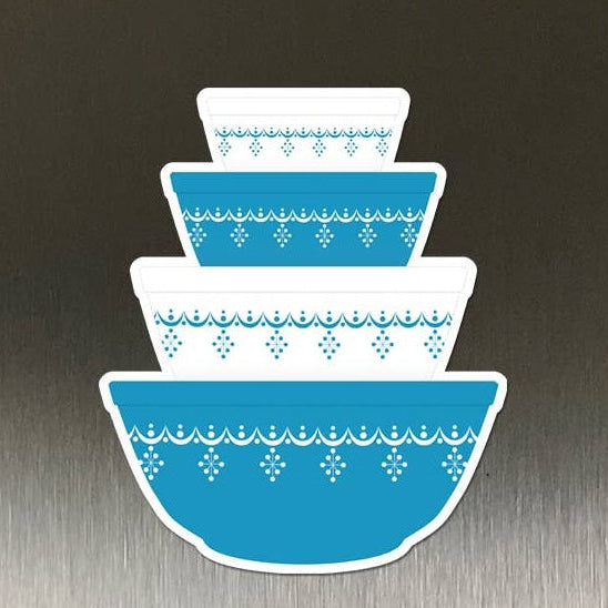 Pyrex-Inspired Mixing Bowl Stack Magnet | Retro Vintage Fridge Magnet