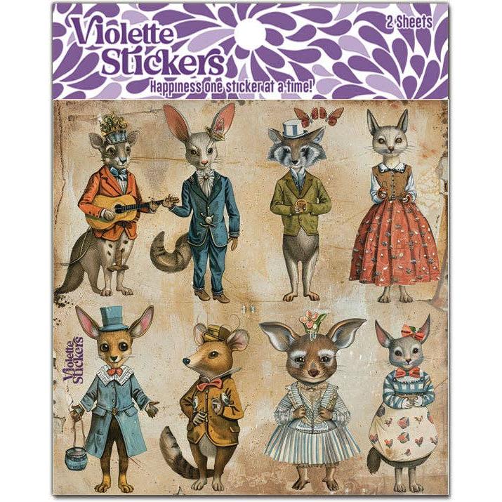 Quirky Animal Stickers | 4" x 4" Stickers | 2 Sheets-Violette Stickers-The Bullish Store