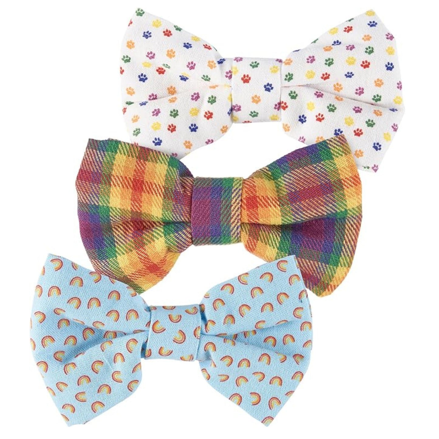 Rainbow Plaid Pet Bow Tie Set | LGBTQ Pride Pet Accessories | Gift For Cat/Dog Lover