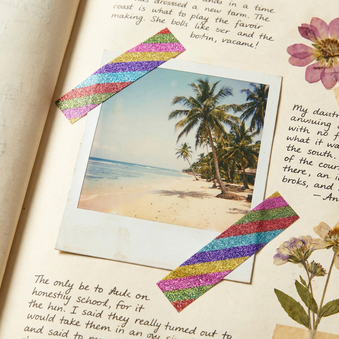 Rainbow Stripe Glitter Washi Tape