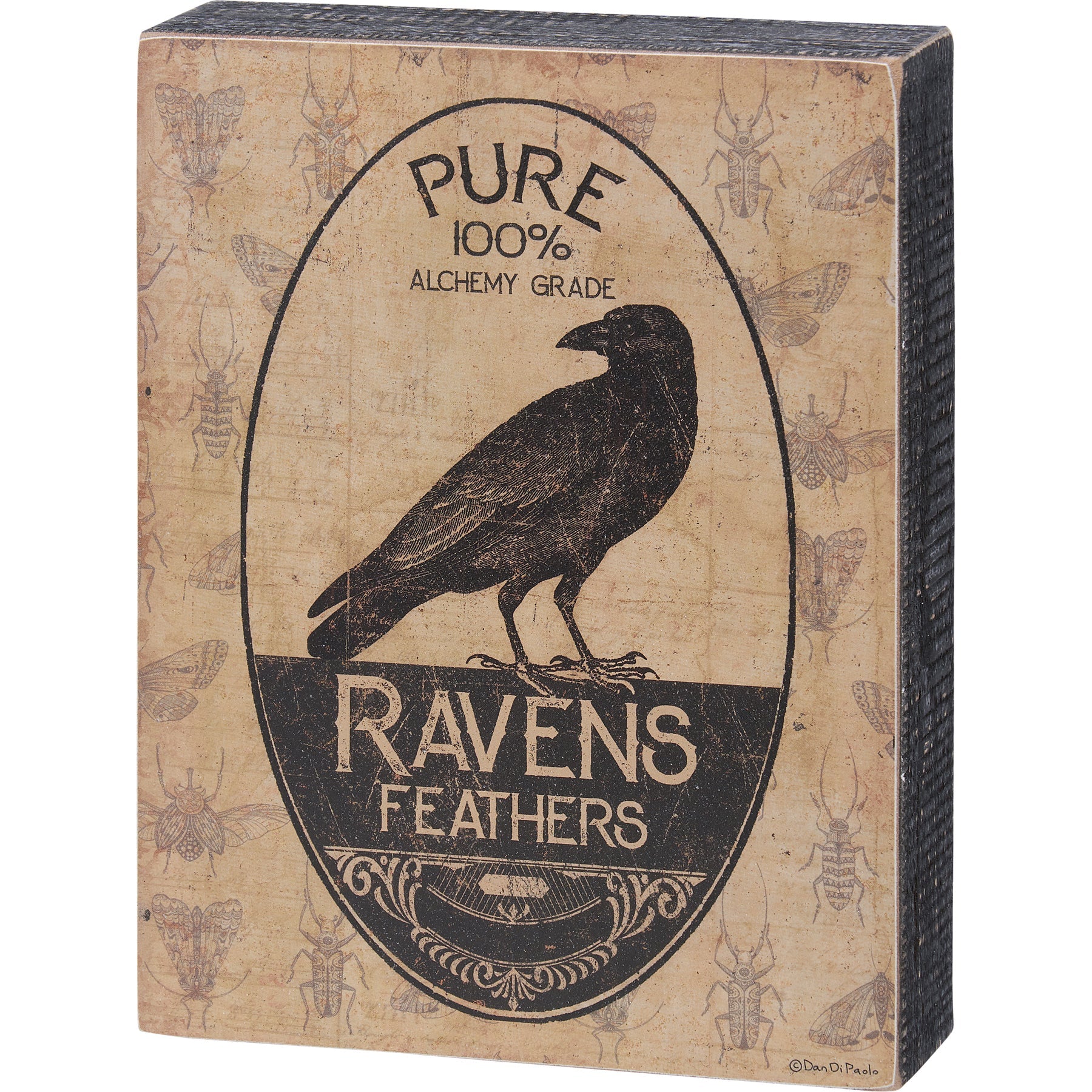Ravens Feathers Box Sign | Wall Desk Rustic Wooden Box Sign | 6" x 8"