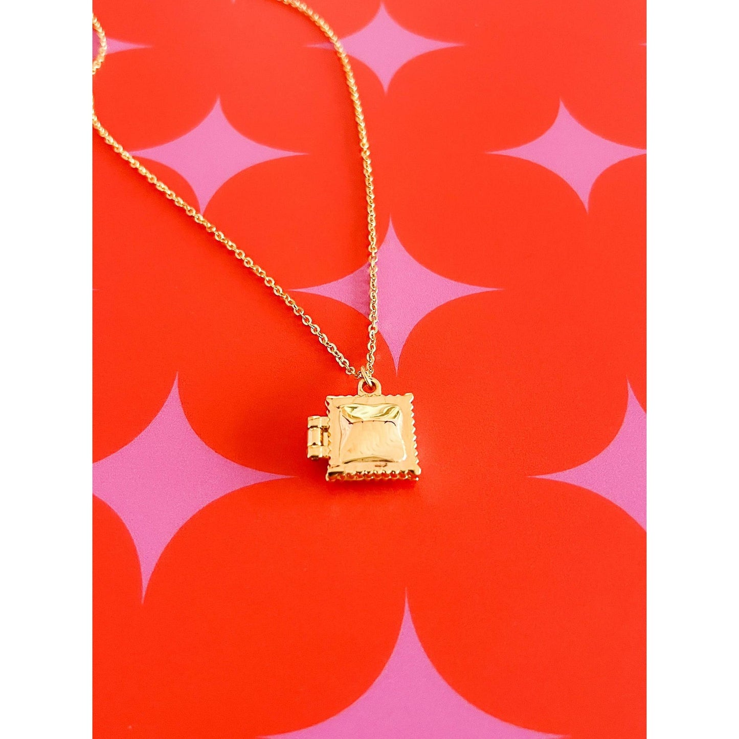 Ravioli Locket Necklace | Gold Plated Pendant Chain Jewelry