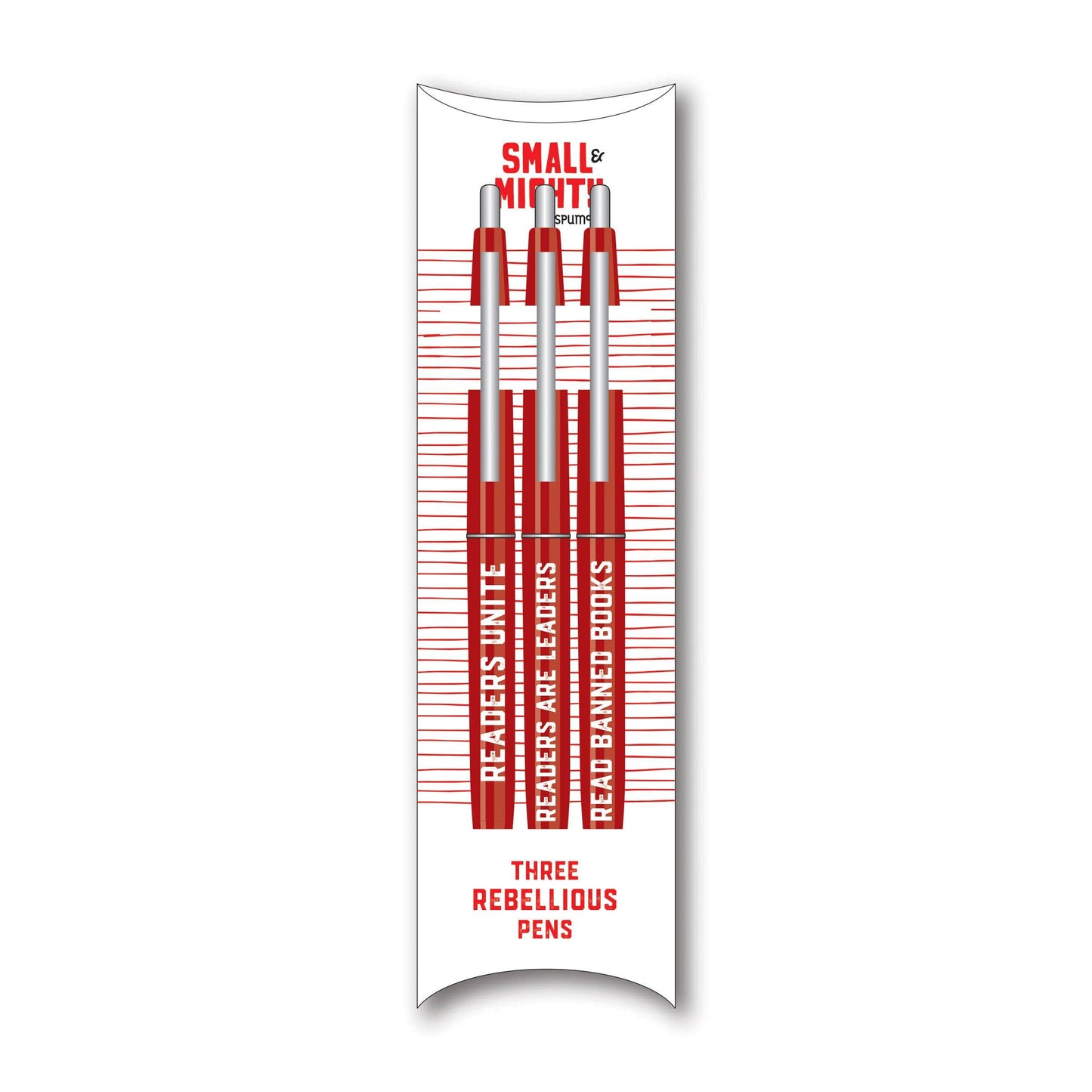 Rebellious Reader Pen Set | 3 Pieces Bic Click Red Ballpoint Pen | Read Banned Books