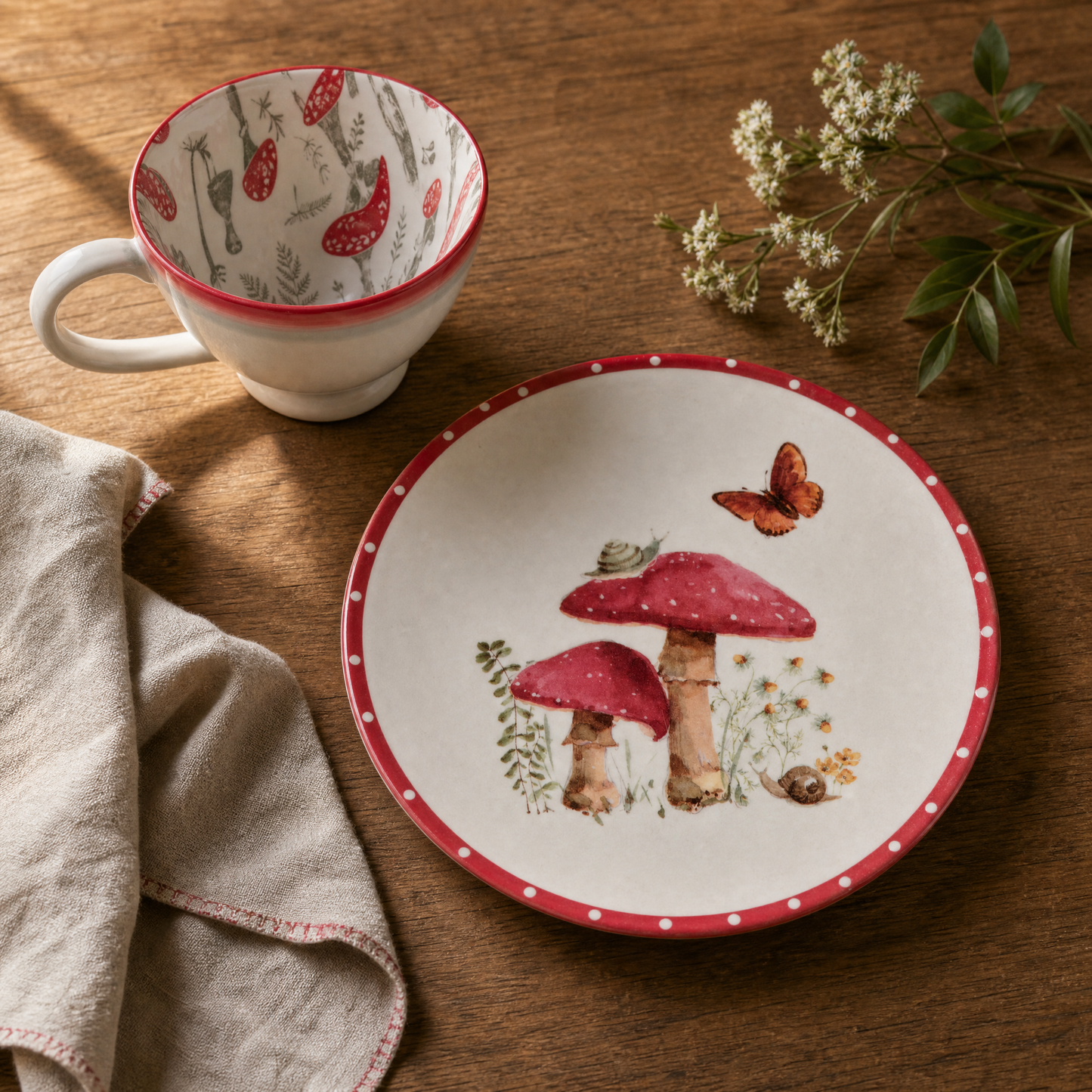 Red Mushroom Stoneware Mug