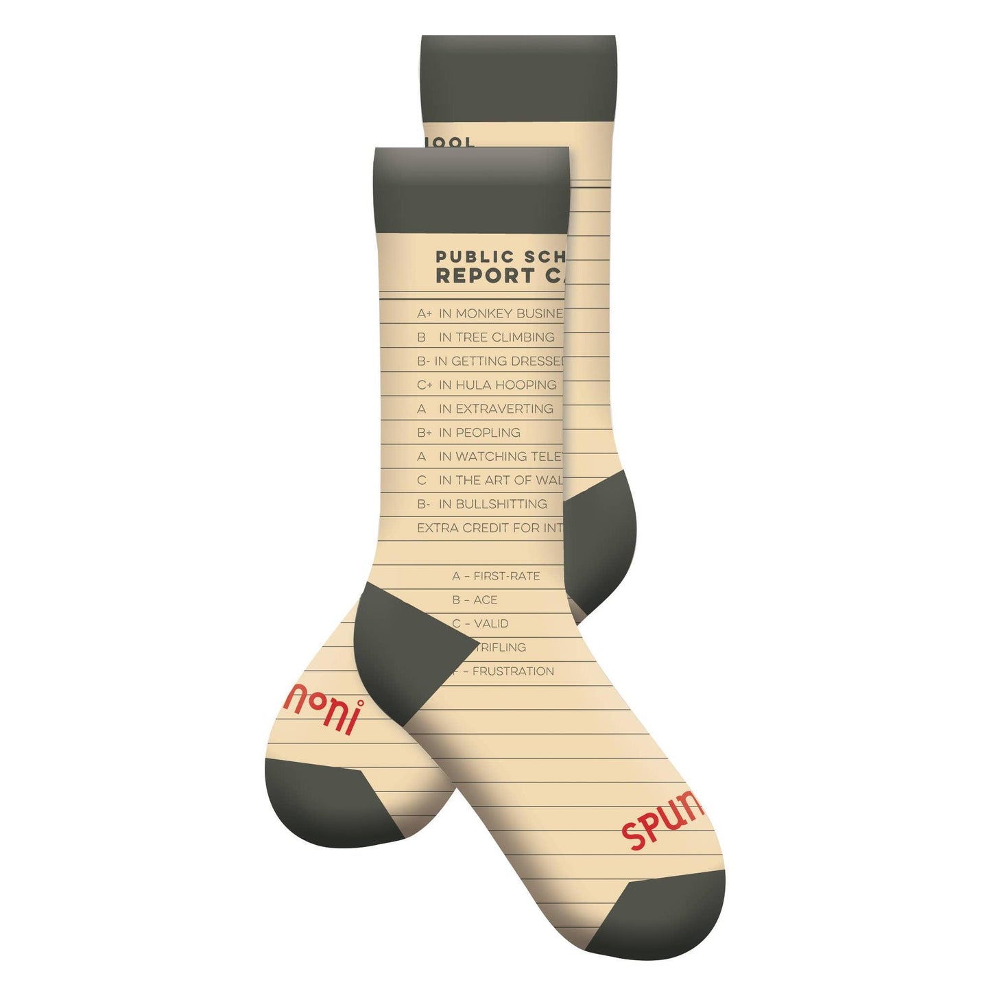 Report Card School Rules Crew Socks | Unisex Adult Retro Novelty Socks