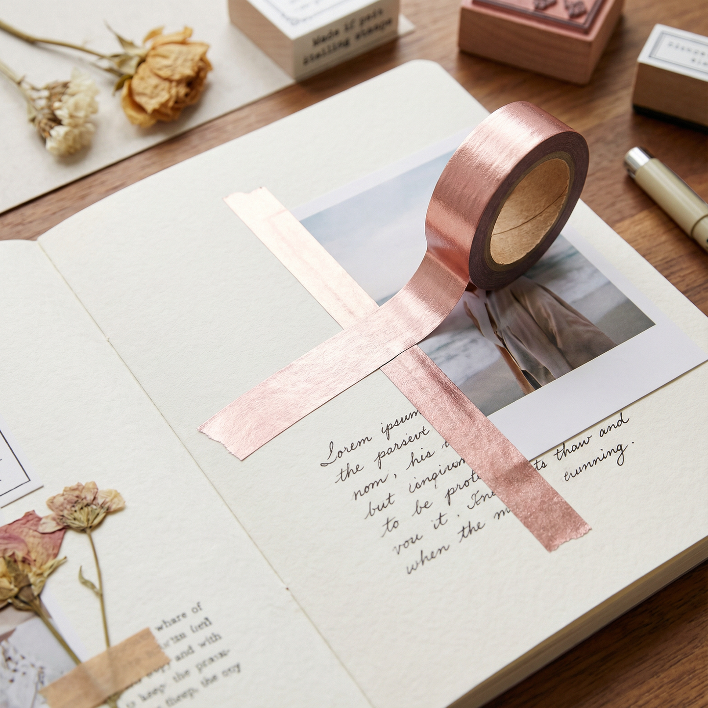 Rose Gold Metallic Washi Tape | Gift Wrapping and Craft Tape