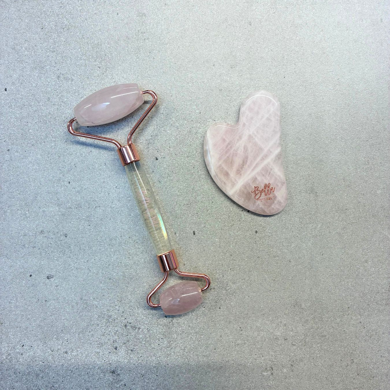 Rose Quartz Roller and Gua Sha Stone Tool Kit in Gift Box