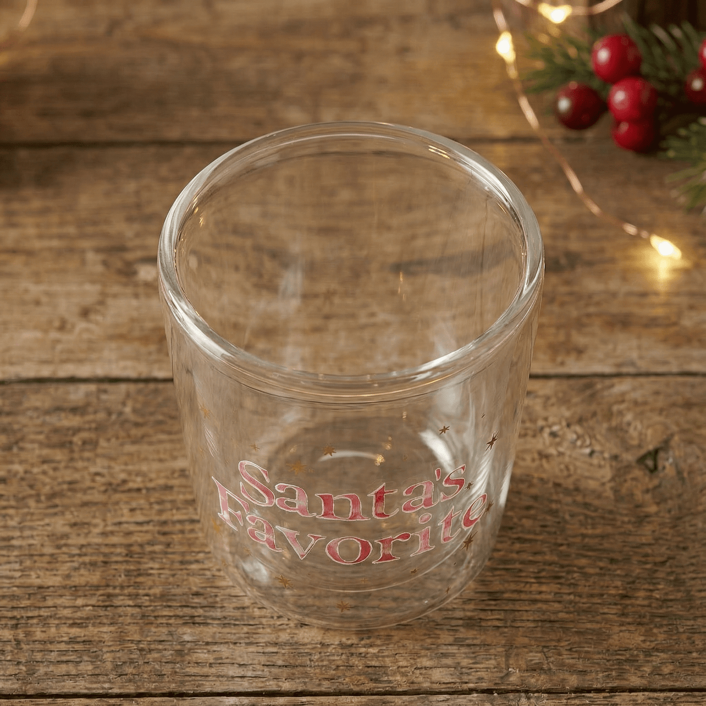Santa’s Favorite Double Wall Double Old Fashioned Glass | Holiday Cocktail Glass | 14oz