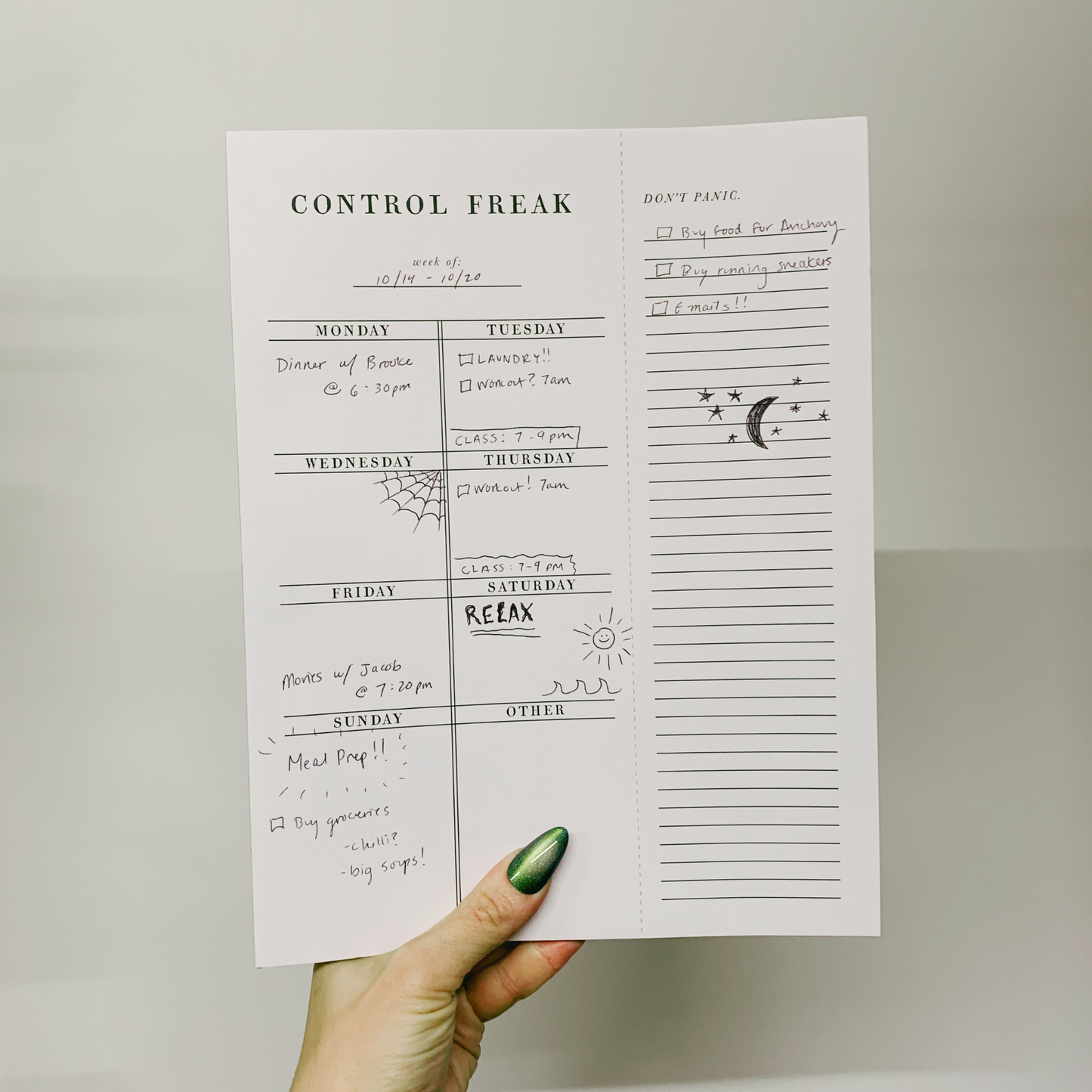 Set of 6 Copy of Control Freak Weekly List Notepad | 8.5" x 11" Desk Planner