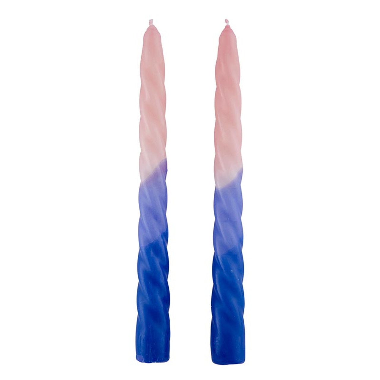 Set of 2 Taper Candle in Pink - Light Blue - Blue | Aesthetic Spiral Unscented Table Candlesticks