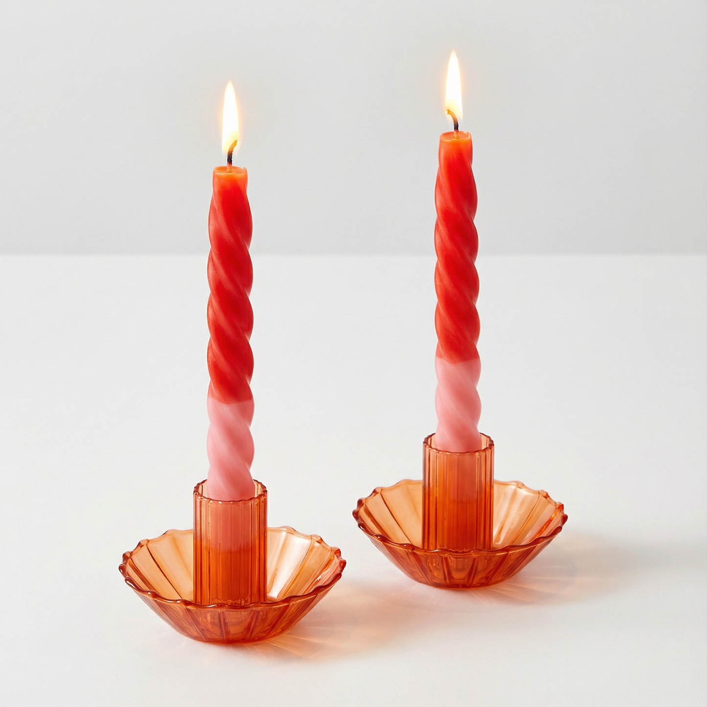 Set of 2 Tapered Candle in Red Pink | Aesthetic Unscented Table Decor Candlesticks | Gift for Her