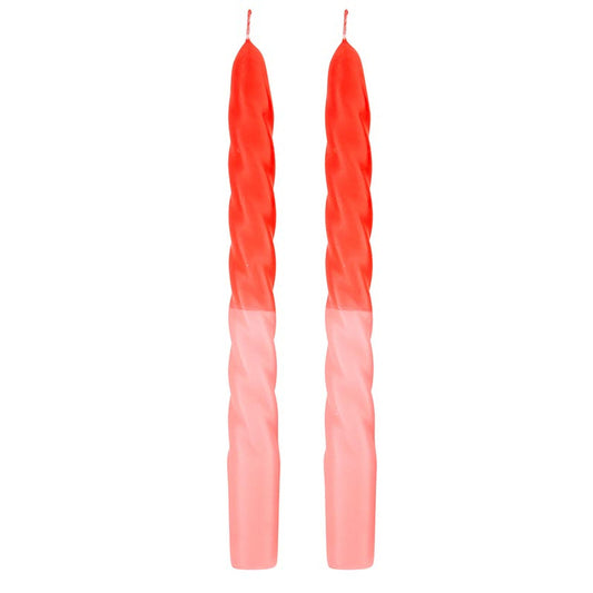 Set of 2 Tapered Candle in Red Pink | Aesthetic Unscented Table Decor Candlesticks