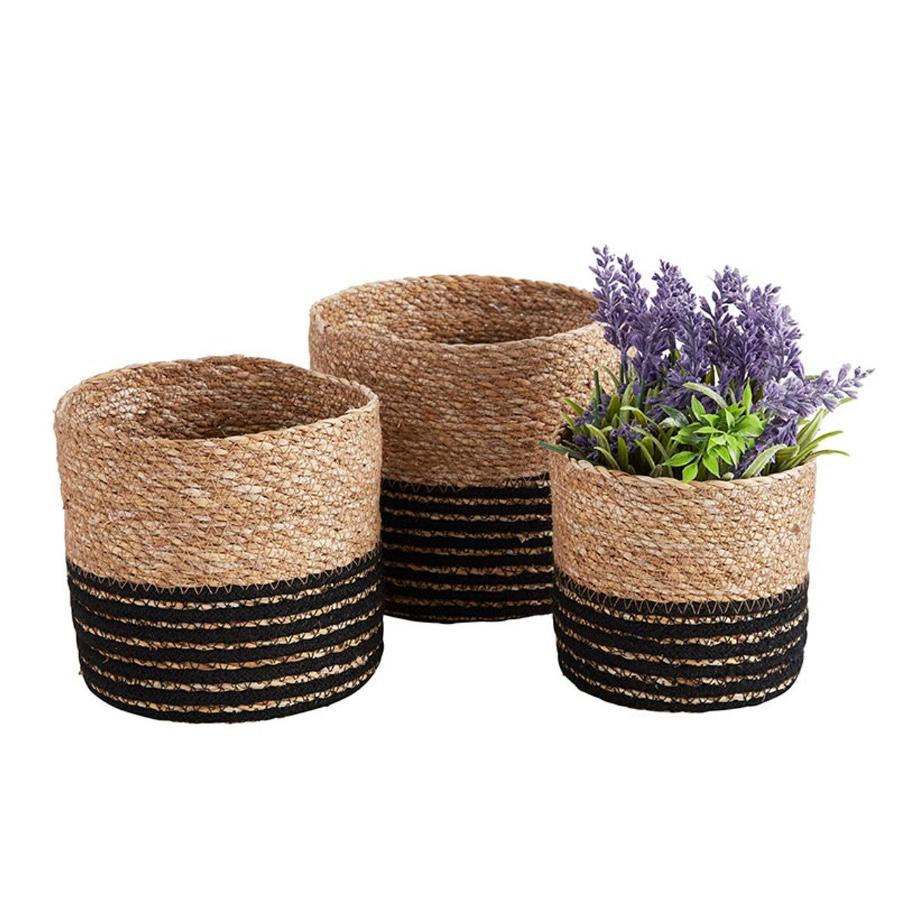 Set of 3 Mini Cylinder Basket Set | Rustic Storage with Coastal Charm