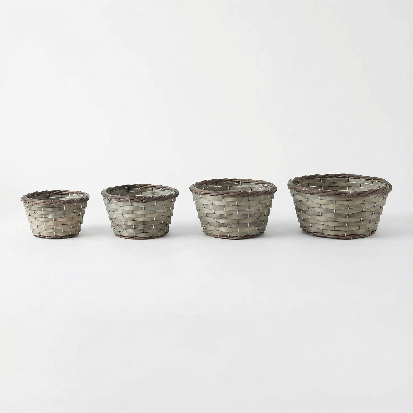 Set of 4 Round Bamboo Basket Set Dual Color