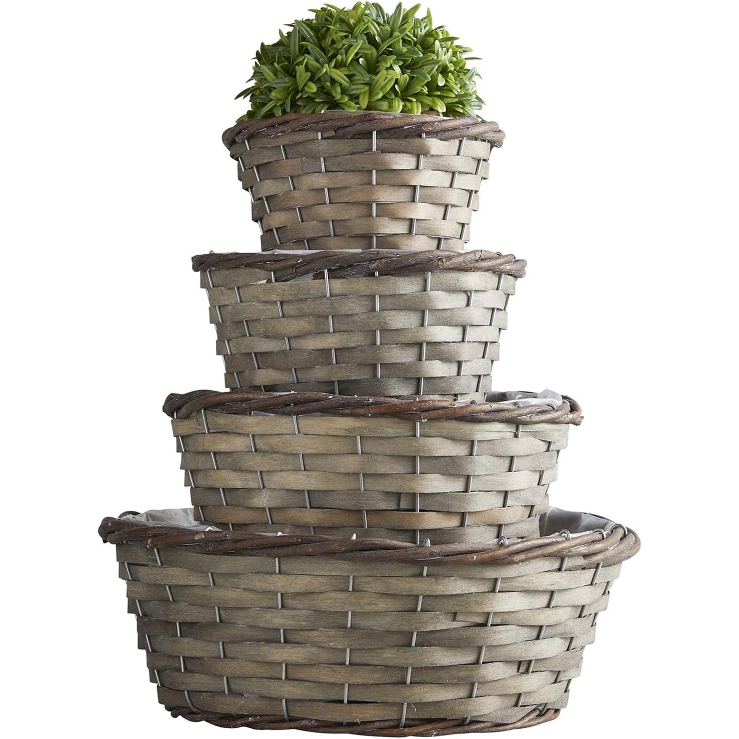 Set of 4 Round Bamboo Basket Set Dual Color