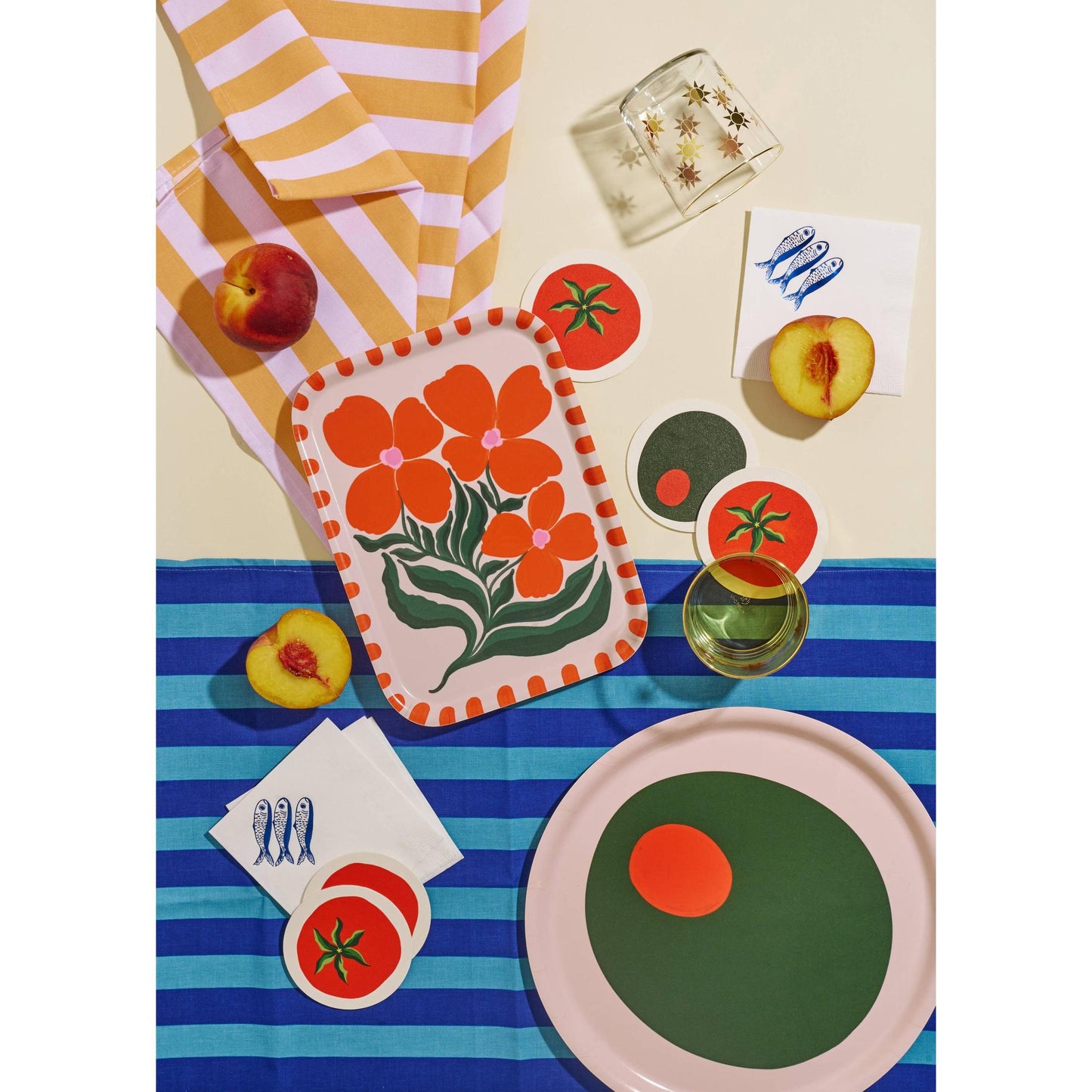 Set of 4 Tomato Coasters | Chipboard Eco-friendly Tableware