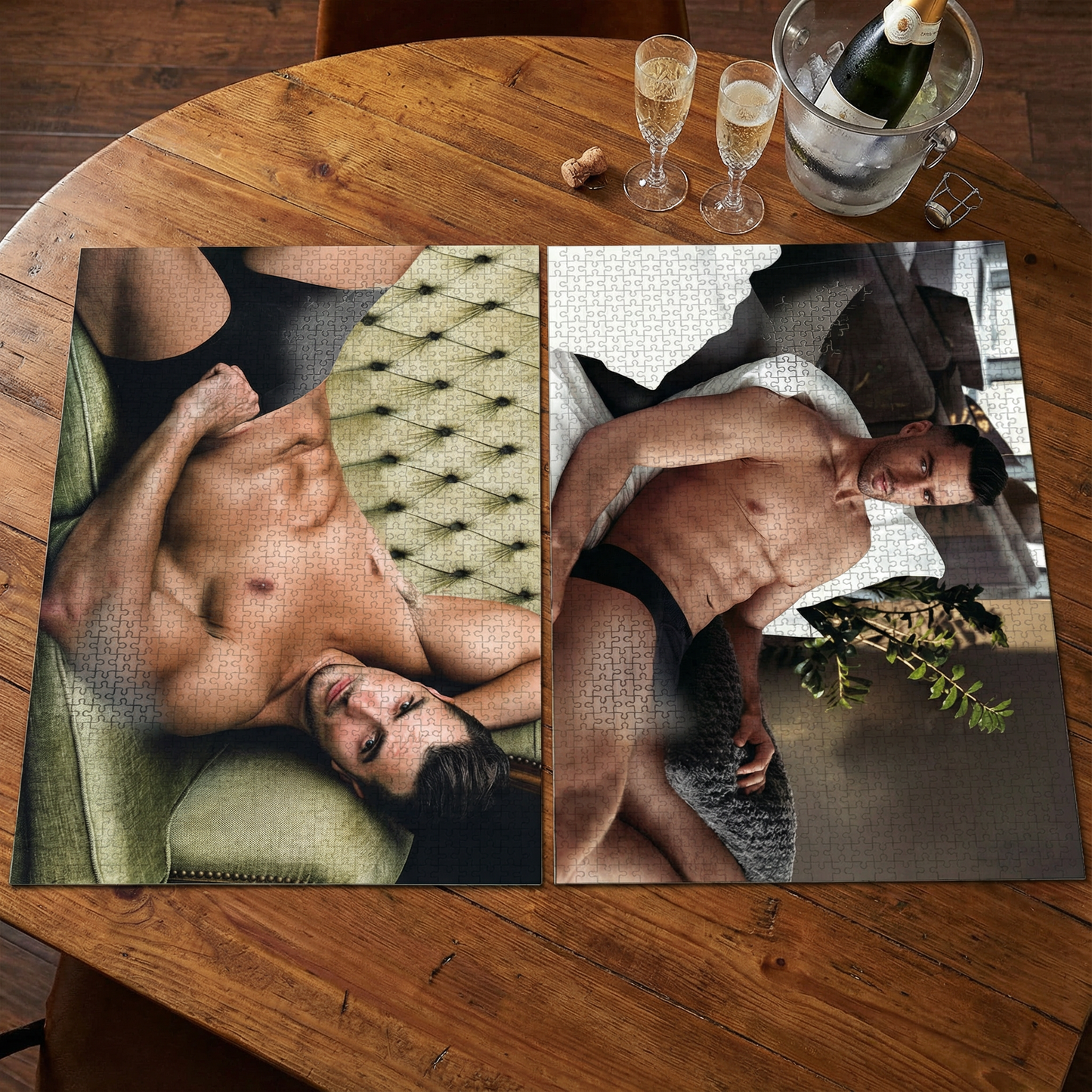 Sexy Men in Bed Set of 2 Puzzles | 1000-Piece Jigsaw Each
