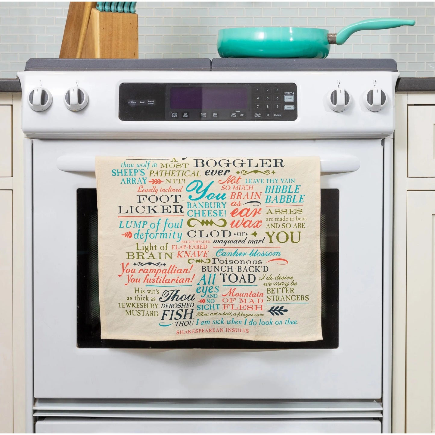 Shakespearean Insults Towel | Cotton Kitchen Hand Tea Dish Cloth | 17.25" x 25.5"