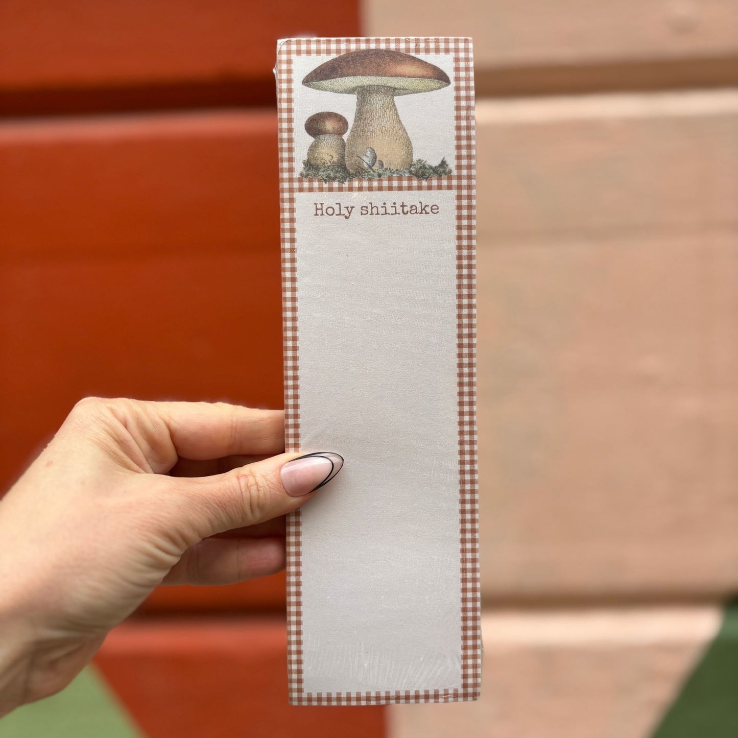 Shiitake List Note Pad | Holds to Fridge with Strong Magnet | 9.5" x 2.75"