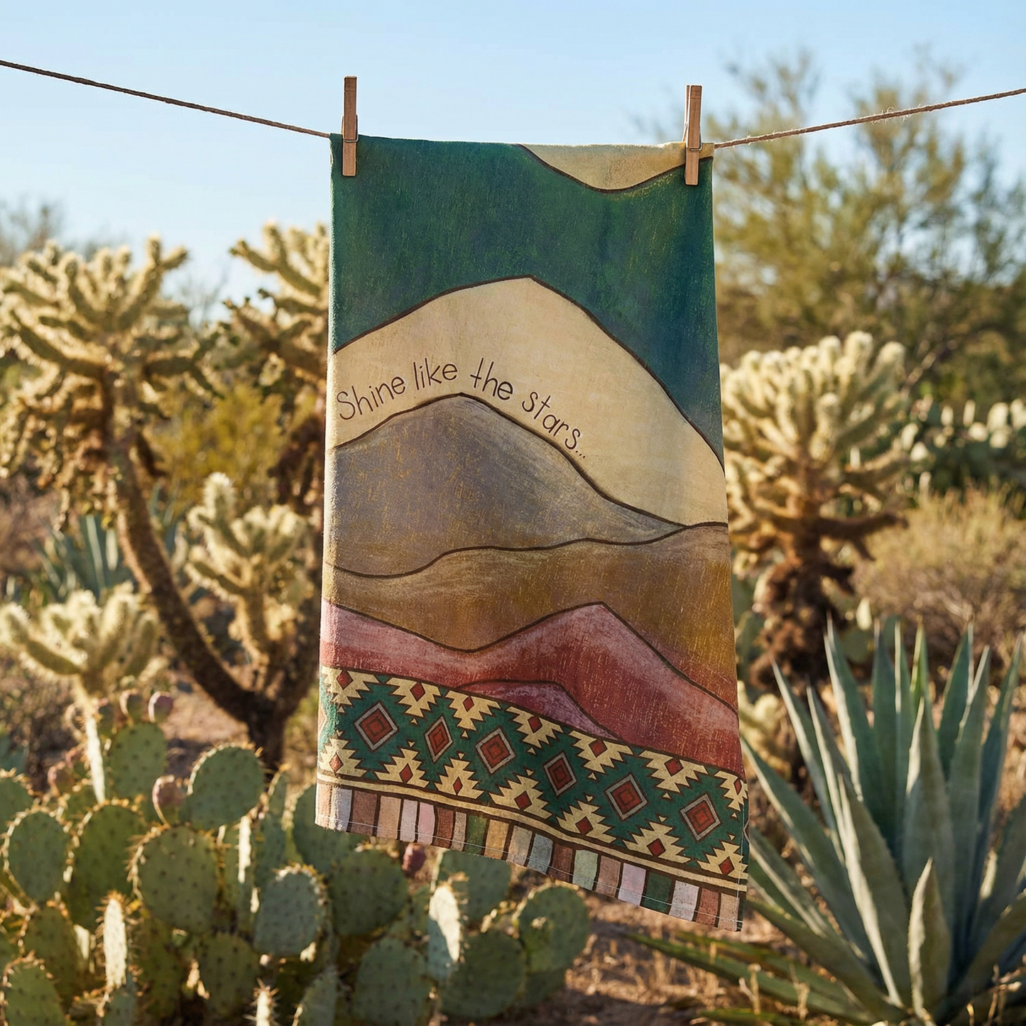 Shine Like The Stars Rolled Kitchen Towel | Cotton Hand Tea Dish Cloth | 18" x 28"