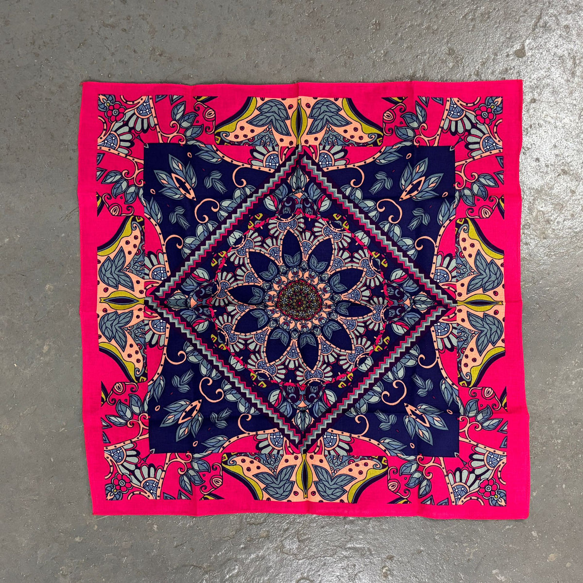 Shocking Magenta Bandana | Bold Leaf & Nature Pattern Cotton Bandana