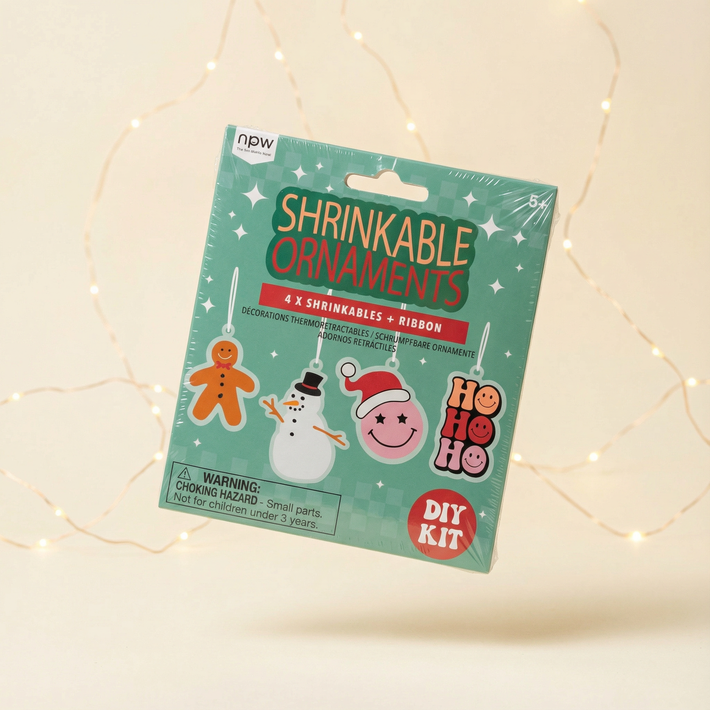 Shrinkable Christmas Ornaments DIY Kit | "Color and Bake" Craft Activity Makes 4 Holiday Ornaments