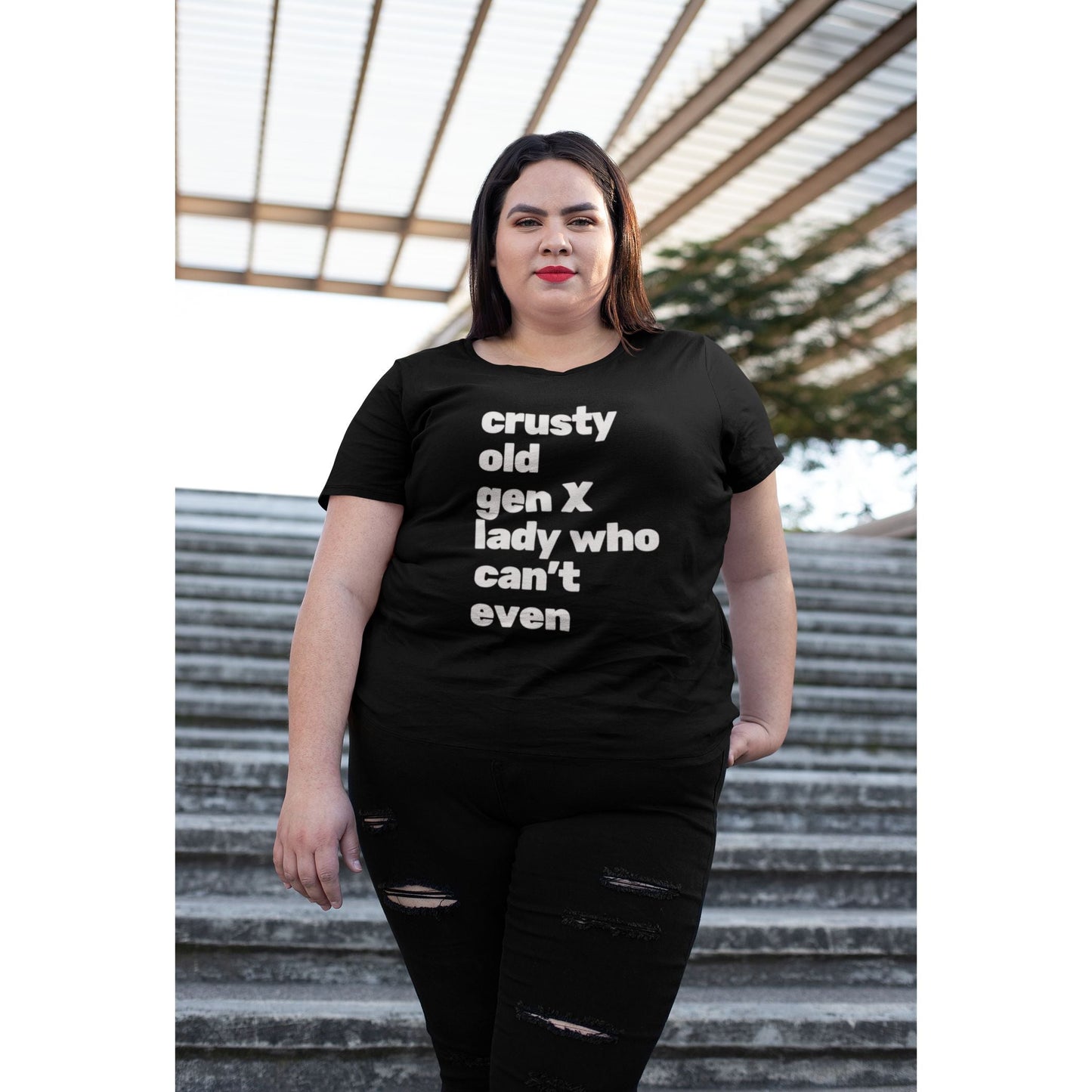 Sizes to 5X Crusty Old Gen X Lady Who Can't Even Plus Size Ultra Cotton Tee Shirt | Multiple Colors