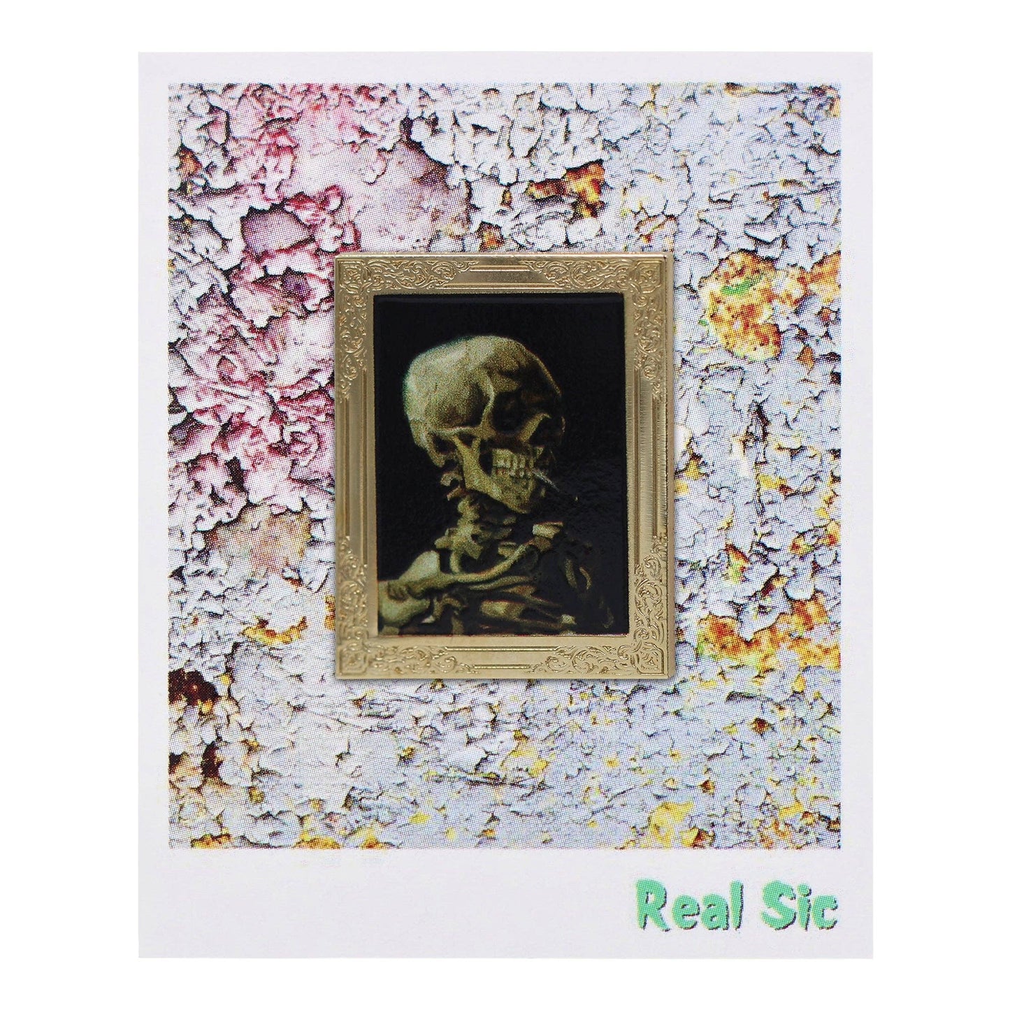 Skull of a Skeleton with Burning Cigarette by Van Gogh Art Frame Pin | Museum Enamel Lapel Pin-Real Sic-The Bullish Store