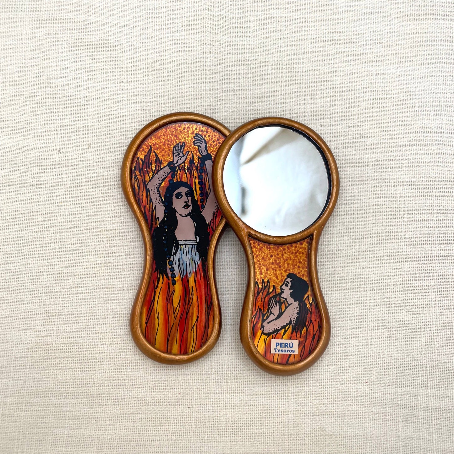 Small Anima Sola Hand Mirror | Made in Peru Handy Purse Travel Mirror