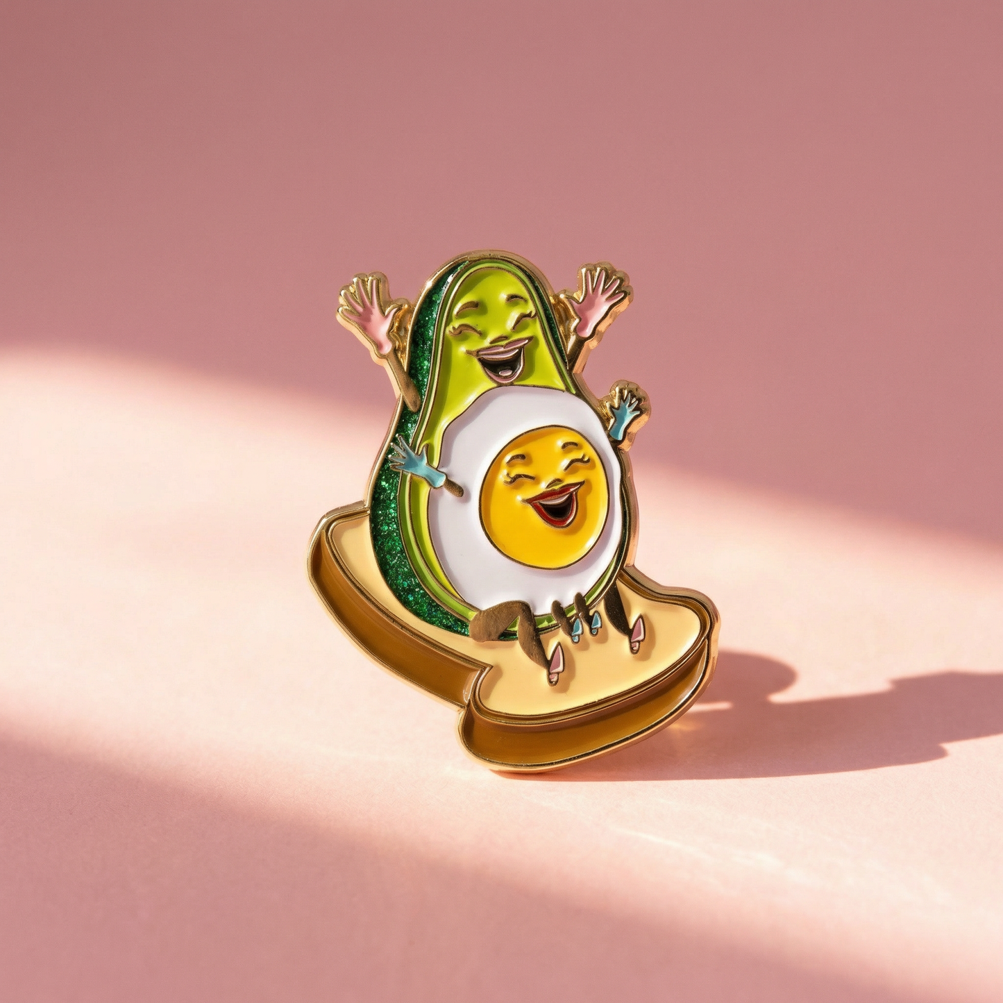 So Happy Together Avocado & Egg Soft Enamel Pin | Cute Glitter Food Pin on Toast Lapel Pin